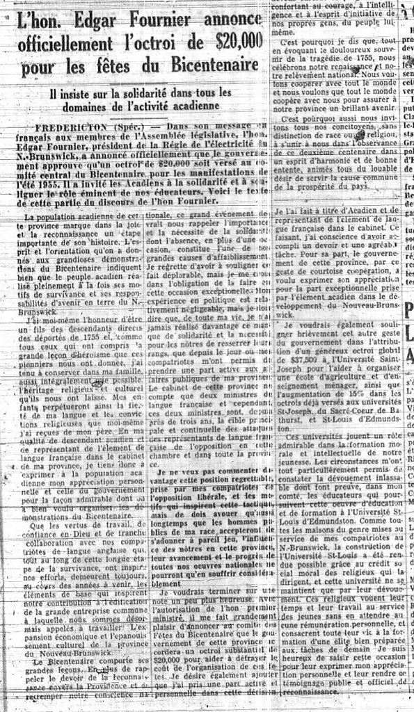 L'honorable Edgar Fournier annonce officiellement l'octroi de 20 000 $