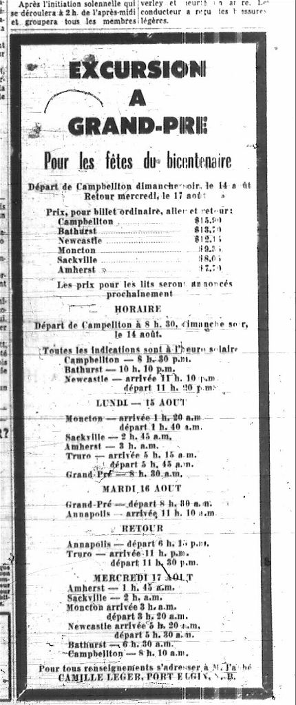 Excursion in Grand-Pré