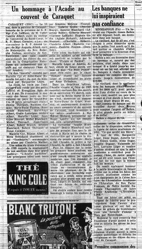 A tribute to Acadie in Caraquet's convent