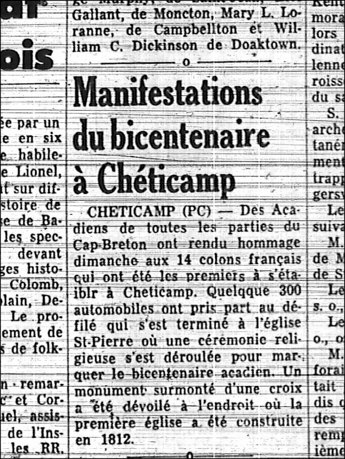 Bicentennial festivities in Chéticamp