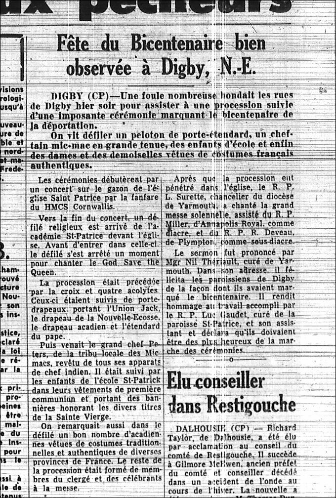 Bicentennial festivities well observed in Digby, N.S.