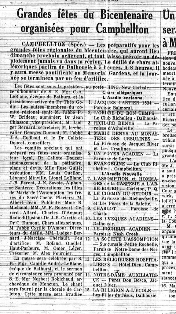 Great bicentennial festivities organized for Campbellton