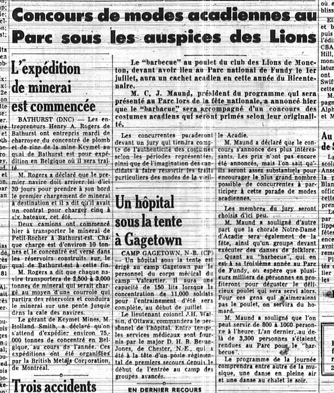 Acadian fashion contest at the Park under the patronage of the Lions