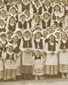 Group of women and young girls dressed in Evangeline costume, Saint-Louis-de-Kent, N.B., 1955