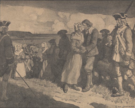 Illustration de la déportation des Acadiens en 1755