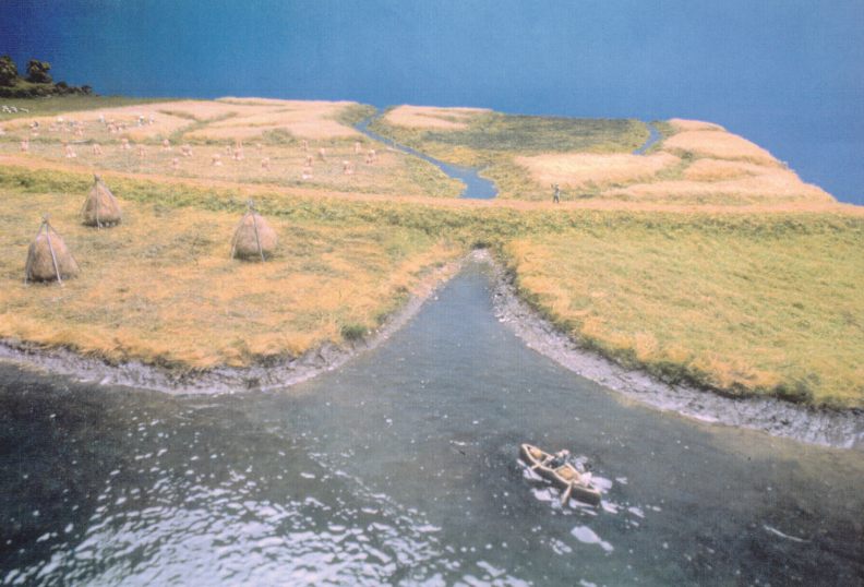 Maquette d'une ferme dans les marais salants présentée au Musée canadien des civilisations, à Gatineau, Québec.