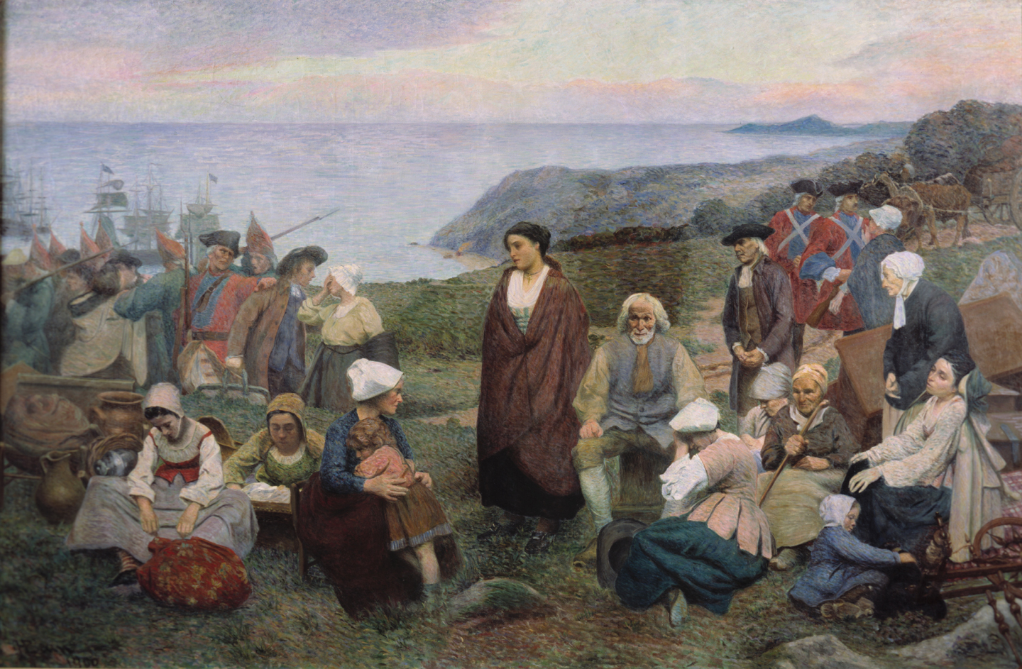 Scène de la déportation des Acadiens en 1755