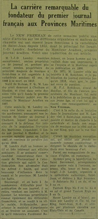 La carrière remarquable du fondateur du premier journal français aux Provinces Maritimes
