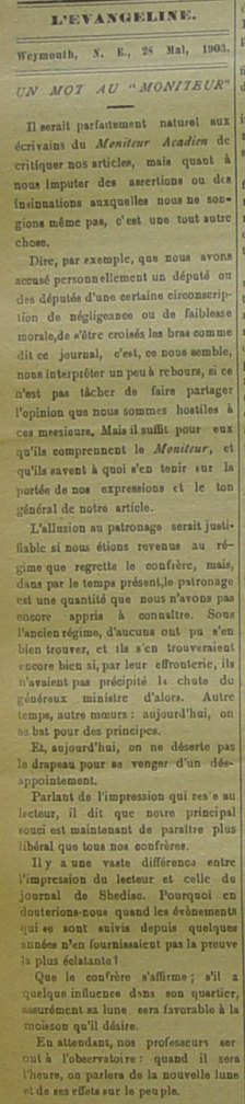 Un mot au « Moniteur »